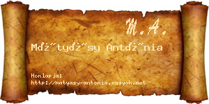 Mátyásy Antónia névjegykártya